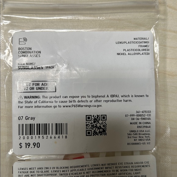 New Uniqlo Boston Combination Sunglasses - Picture 4 of 4